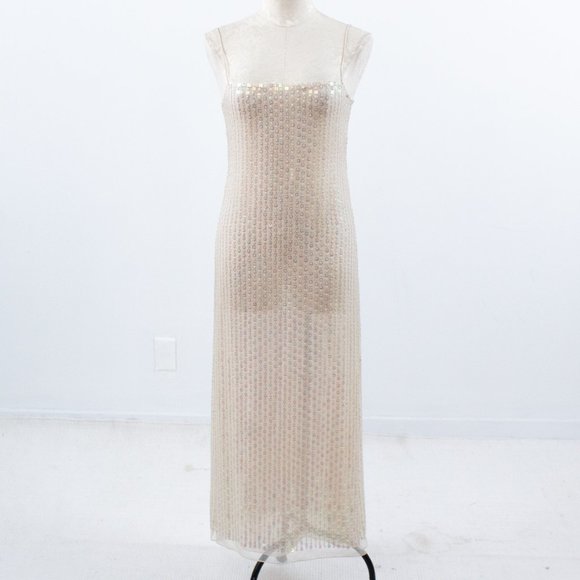 VTG 90s Genny Prada 4 Silk Hologram Sequin Gown - Picture 11 of 15
